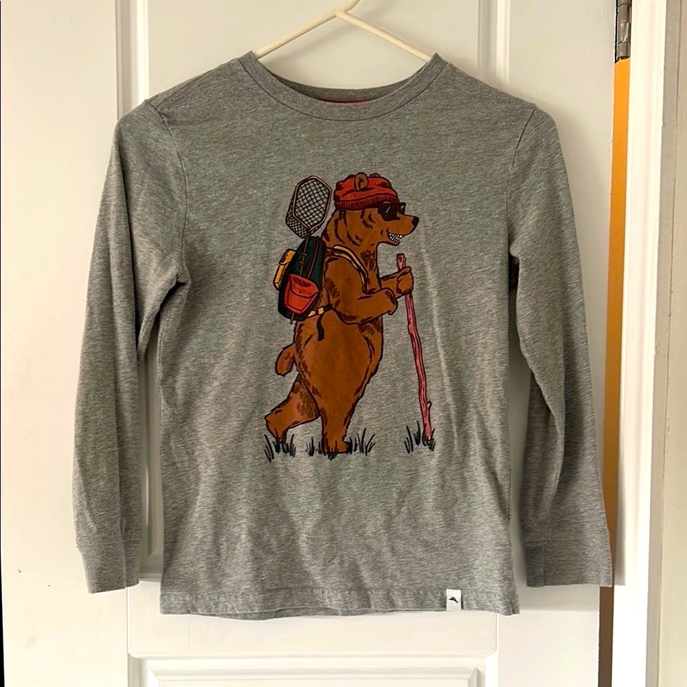 Tommy Bahama Long Sleeve Gray Tee with Bear Graphic